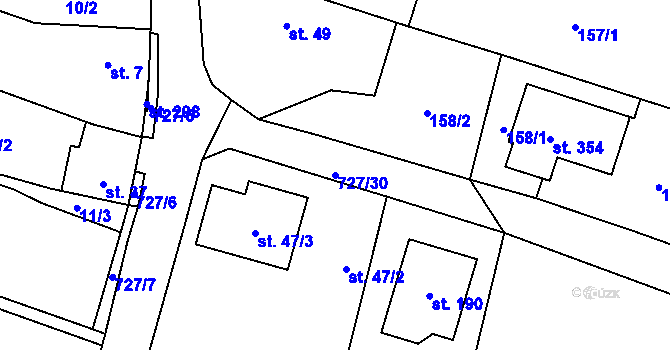 Parcela st. 727/30 v KÚ Dubné, Katastrální mapa