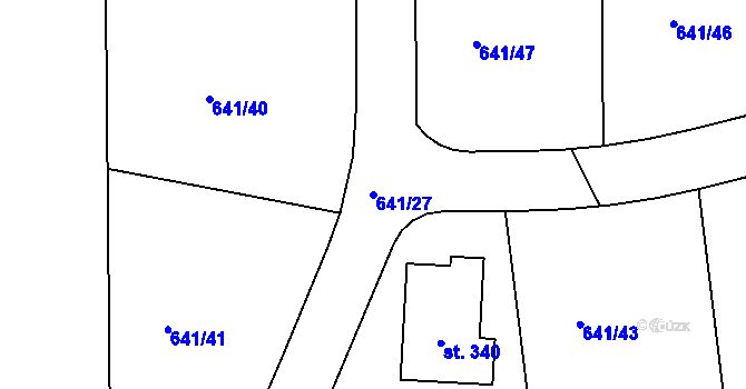 Parcela st. 641/27 v KÚ Dubné, Katastrální mapa