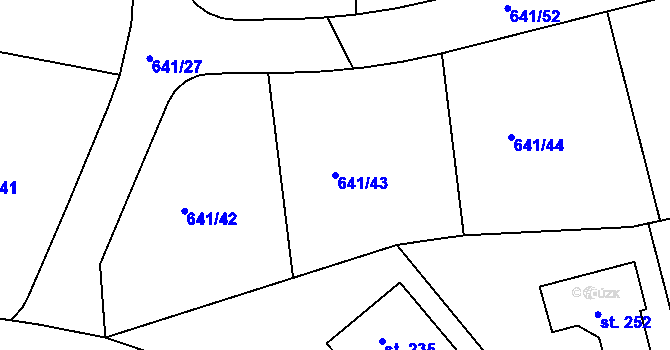 Parcela st. 641/43 v KÚ Dubné, Katastrální mapa