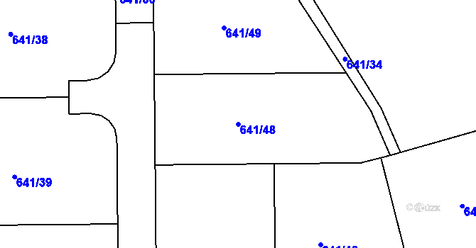 Parcela st. 641/48 v KÚ Dubné, Katastrální mapa