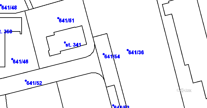 Parcela st. 641/54 v KÚ Dubné, Katastrální mapa