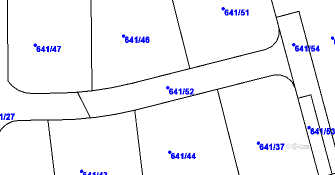 Parcela st. 641/52 v KÚ Dubné, Katastrální mapa