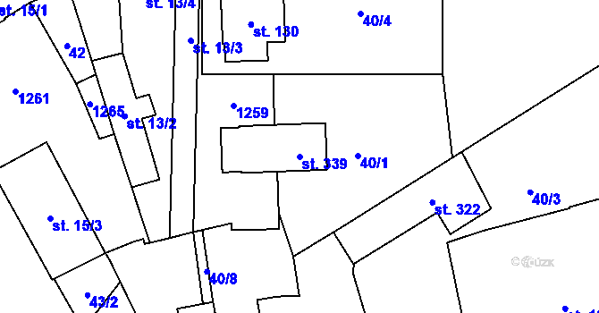 Parcela st. 339 v KÚ Dubné, Katastrální mapa
