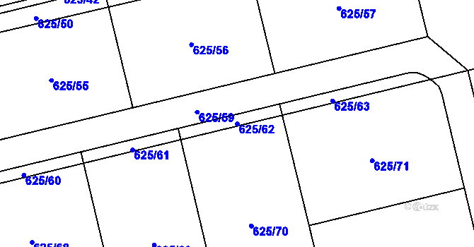 Parcela st. 625/62 v KÚ Dubné, Katastrální mapa