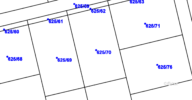 Parcela st. 625/70 v KÚ Dubné, Katastrální mapa