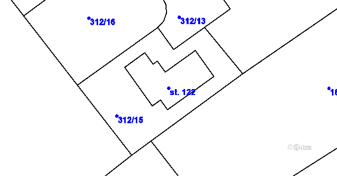 Parcela st. 122 v KÚ Jaronice, Katastrální mapa