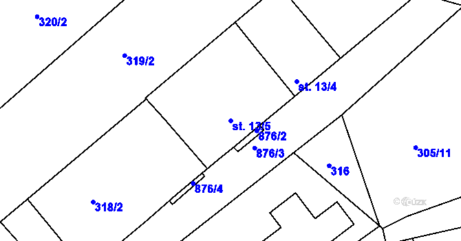 Parcela st. 13/5 v KÚ Jaronice, Katastrální mapa