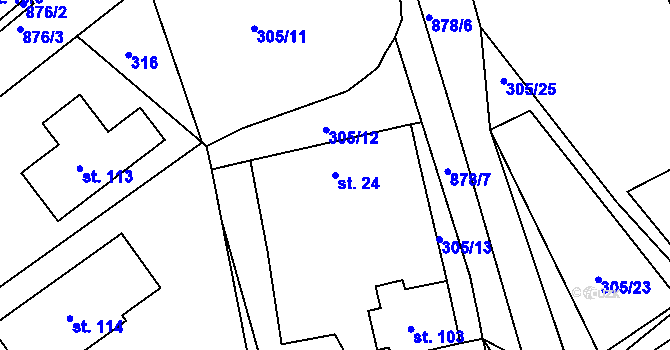 Parcela st. 24 v KÚ Jaronice, Katastrální mapa
