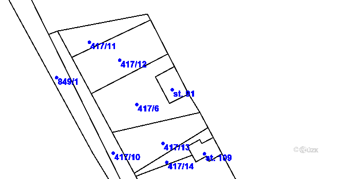 Parcela st. 91 v KÚ Jaronice, Katastrální mapa
