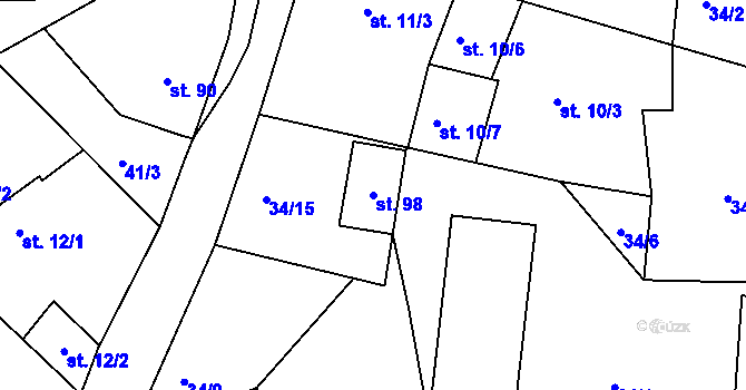 Parcela st. 98 v KÚ Jaronice, Katastrální mapa