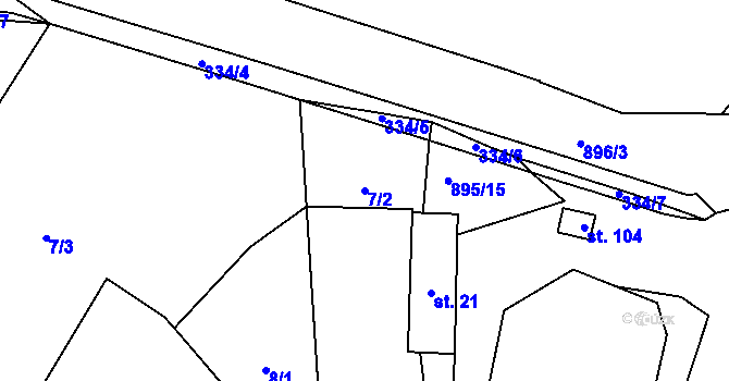 Parcela st. 7/2 v KÚ Jaronice, Katastrální mapa