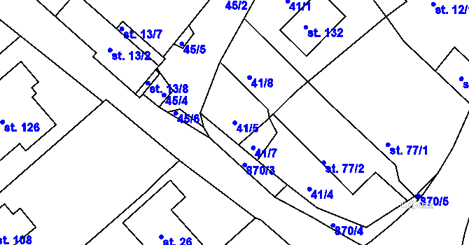 Parcela st. 41/5 v KÚ Jaronice, Katastrální mapa