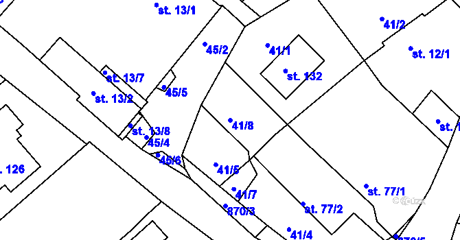 Parcela st. 41/8 v KÚ Jaronice, Katastrální mapa