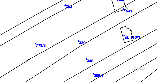 Parcela st. 339 v KÚ Jaronice, Katastrální mapa