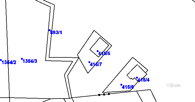 Parcela st. 415/5 v KÚ Jaronice, Katastrální mapa