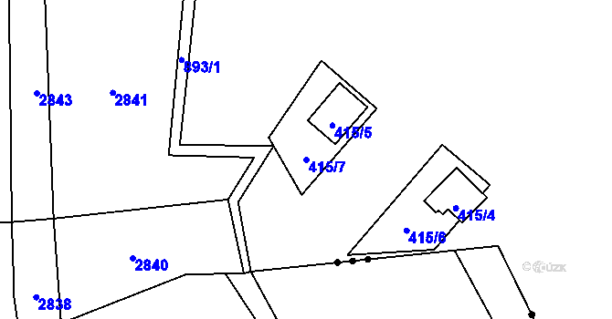 Parcela st. 415/7 v KÚ Jaronice, Katastrální mapa