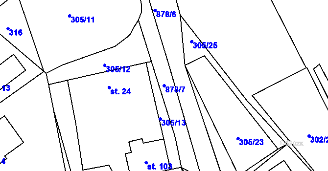 Parcela st. 878/7 v KÚ Jaronice, Katastrální mapa