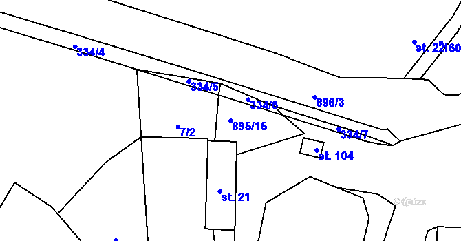 Parcela st. 895/15 v KÚ Jaronice, Katastrální mapa