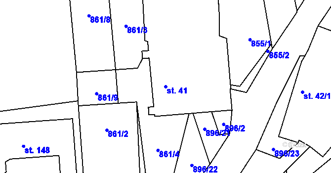 Parcela st. 41 v KÚ Křenovice u Dubného, Katastrální mapa
