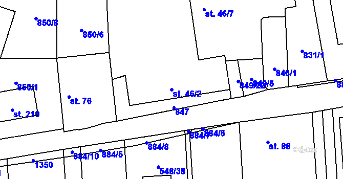 Parcela st. 46/2 v KÚ Křenovice u Dubného, Katastrální mapa