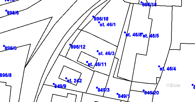 Parcela st. 46/3 v KÚ Křenovice u Dubného, Katastrální mapa