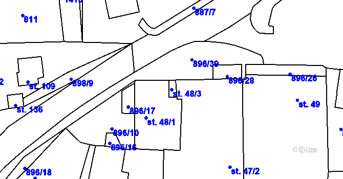 Parcela st. 48/3 v KÚ Křenovice u Dubného, Katastrální mapa