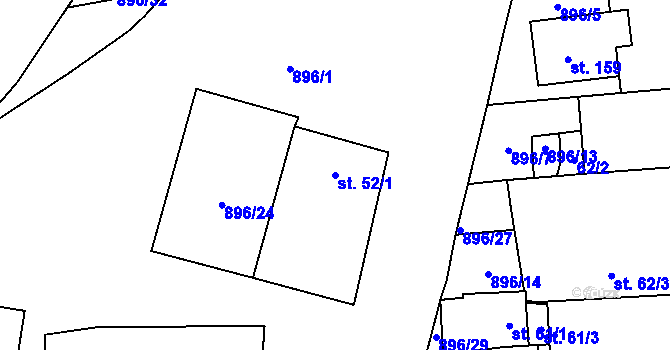 Parcela st. 52/1 v KÚ Křenovice u Dubného, Katastrální mapa