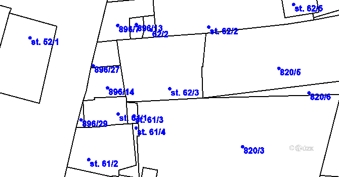 Parcela st. 62/3 v KÚ Křenovice u Dubného, Katastrální mapa