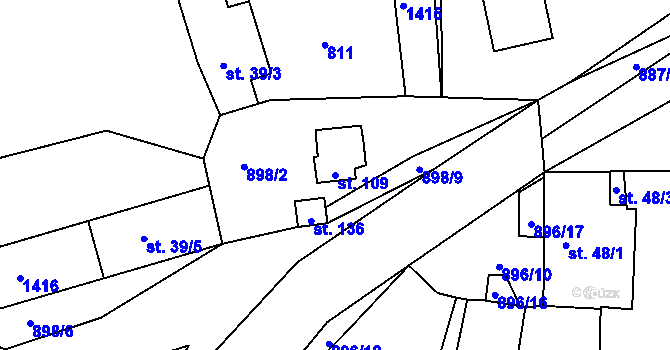 Parcela st. 109 v KÚ Křenovice u Dubného, Katastrální mapa