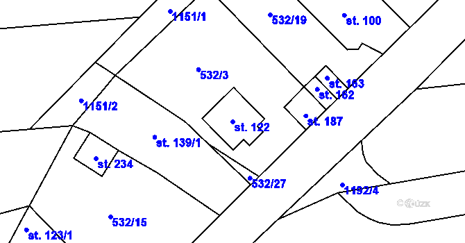 Parcela st. 122 v KÚ Křenovice u Dubného, Katastrální mapa