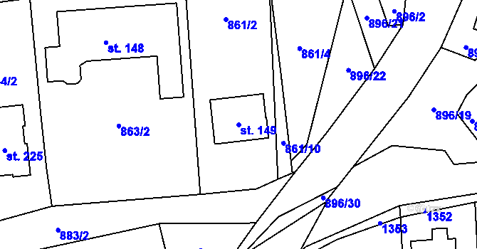 Parcela st. 149 v KÚ Křenovice u Dubného, Katastrální mapa