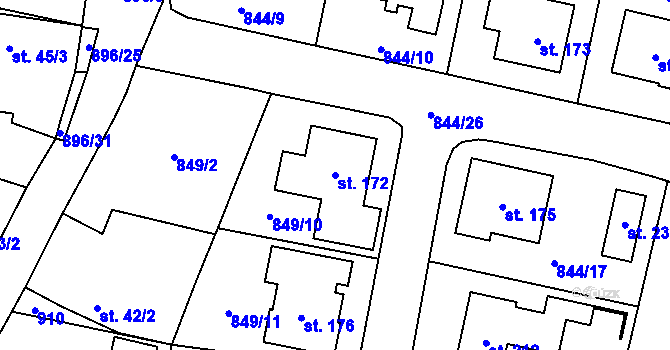 Parcela st. 172 v KÚ Křenovice u Dubného, Katastrální mapa