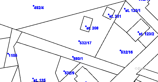 Parcela st. 532/17 v KÚ Křenovice u Dubného, Katastrální mapa