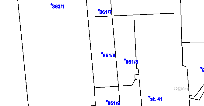 Parcela st. 861/8 v KÚ Křenovice u Dubného, Katastrální mapa