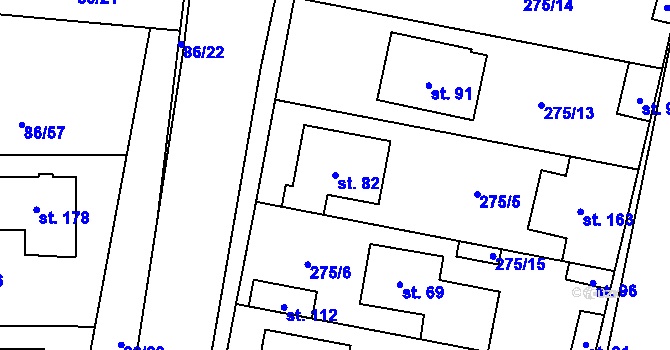 Parcela st. 82 v KÚ Třebín, Katastrální mapa