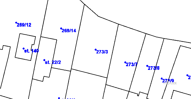 Parcela st. 273/3 v KÚ Třebín, Katastrální mapa