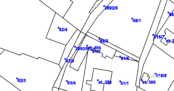 Parcela st. 494 v KÚ Dubnice pod Ralskem, Katastrální mapa