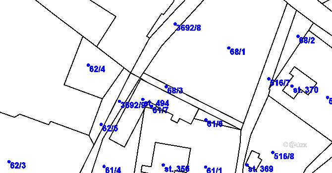 Parcela st. 68/3 v KÚ Dubnice pod Ralskem, Katastrální mapa