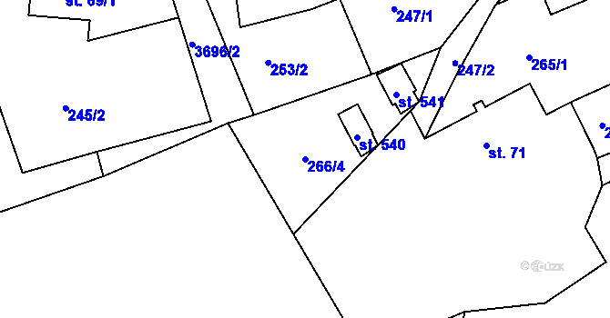 Parcela st. 266/4 v KÚ Dubnice pod Ralskem, Katastrální mapa