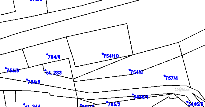 Parcela st. 754/10 v KÚ Dubnice pod Ralskem, Katastrální mapa