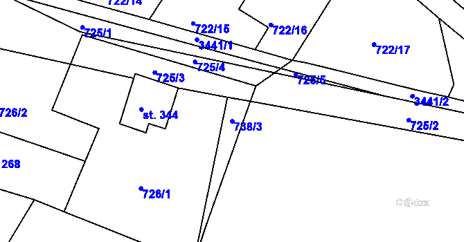 Parcela st. 738/3 v KÚ Dubnice pod Ralskem, Katastrální mapa