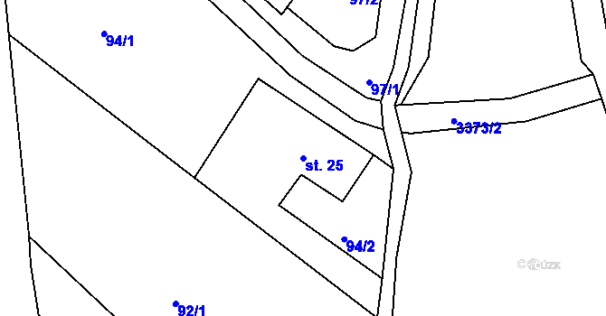 Parcela st. 25 v KÚ Dubnice pod Ralskem, Katastrální mapa