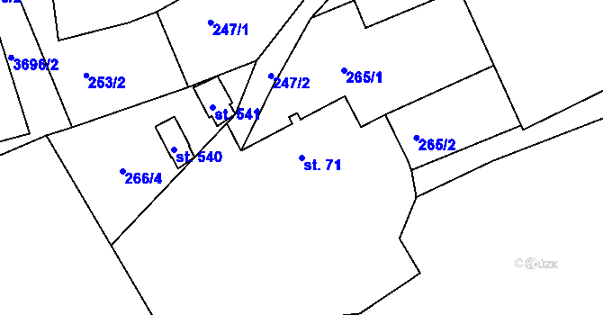 Parcela st. 71 v KÚ Dubnice pod Ralskem, Katastrální mapa