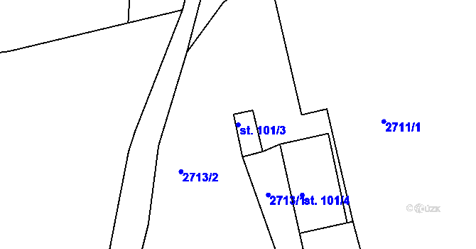 Parcela st. 101/3 v KÚ Dubnice pod Ralskem, Katastrální mapa