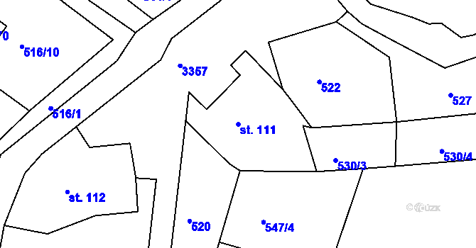 Parcela st. 111 v KÚ Dubnice pod Ralskem, Katastrální mapa