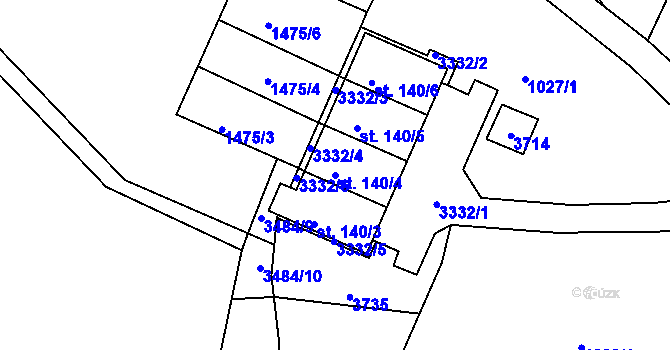 Parcela st. 140/4 v KÚ Dubnice pod Ralskem, Katastrální mapa