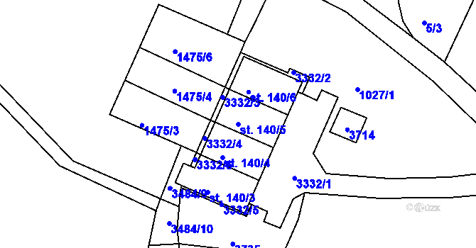 Parcela st. 140/5 v KÚ Dubnice pod Ralskem, Katastrální mapa