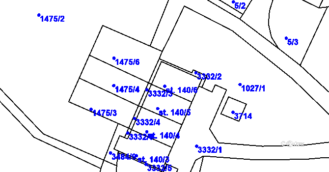 Parcela st. 140/6 v KÚ Dubnice pod Ralskem, Katastrální mapa