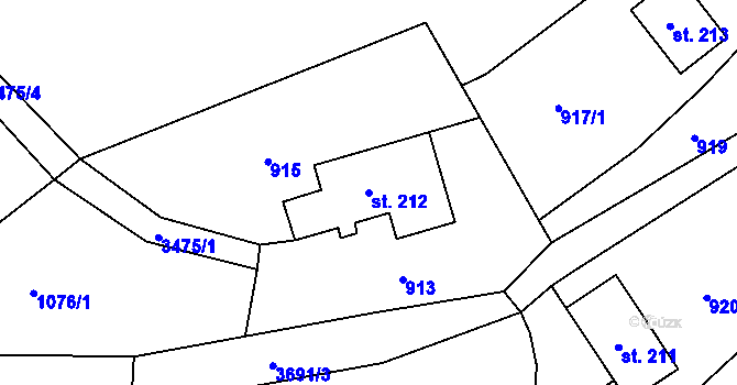 Parcela st. 212 v KÚ Dubnice pod Ralskem, Katastrální mapa