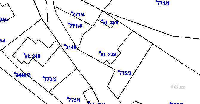 Parcela st. 238 v KÚ Dubnice pod Ralskem, Katastrální mapa